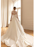 High Collar Ivory Lace Satin Fabulous Wedding Dress